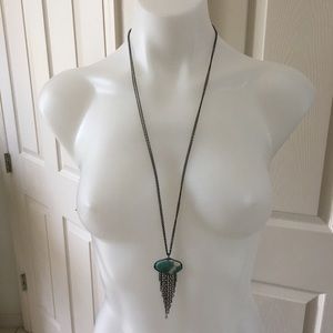 Oxidized Sterling silver necklace with turquoise